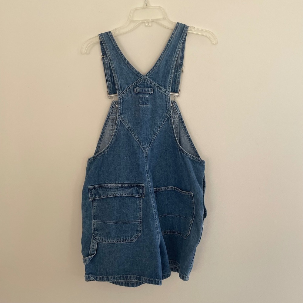 Gap Blue Denim Shortalls Medium Wash 100% Cotton Carpenter Overalls‎ Size Small - Picture 4 of 8